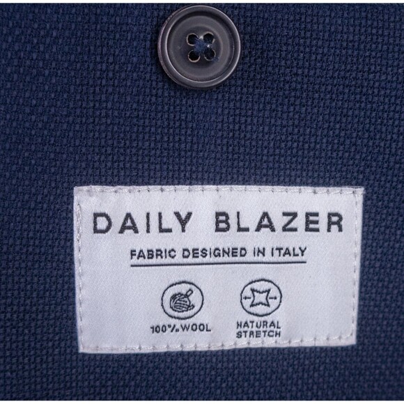 Zara Blazer Mens Sz 40 Solid Blue 3-Button Sport Coat Jacket Blazer WOOL - Picture 11 of 15